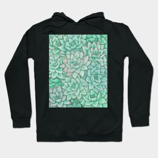 Green Succulent Pattern Hoodie